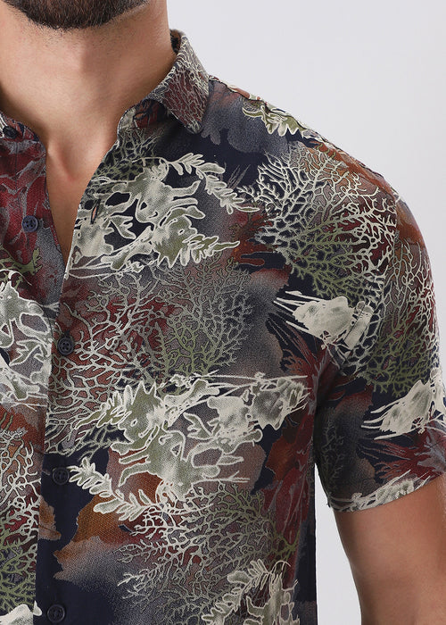 Coral Oasis Blue Feather shirt