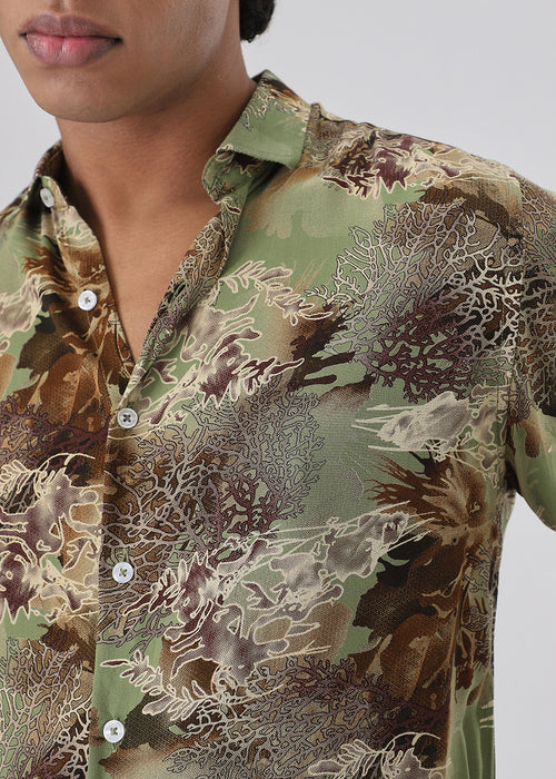 Coral Oasis Fern Feather shirt