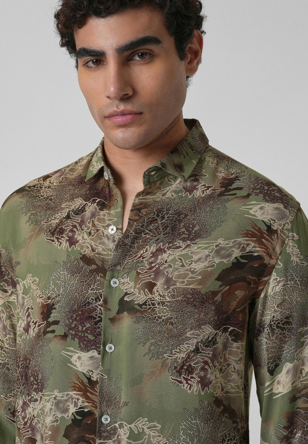 Coral Oasis Fern Feather shirt
