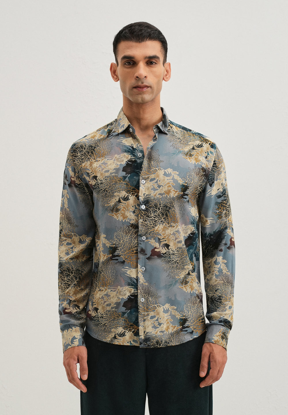 Coral Oasis Light Blue Feather shirt