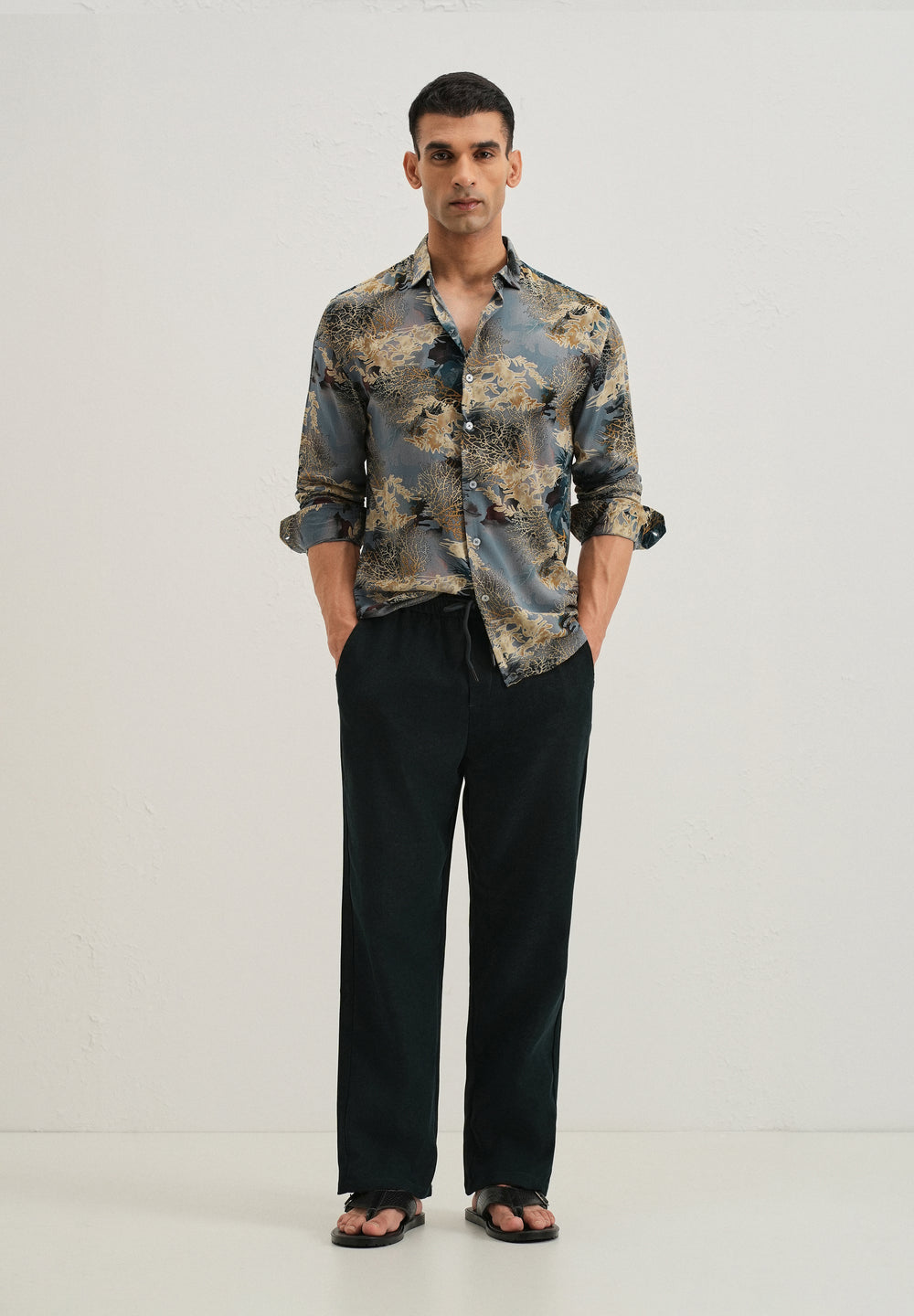 Coral Oasis Light Blue Feather shirt