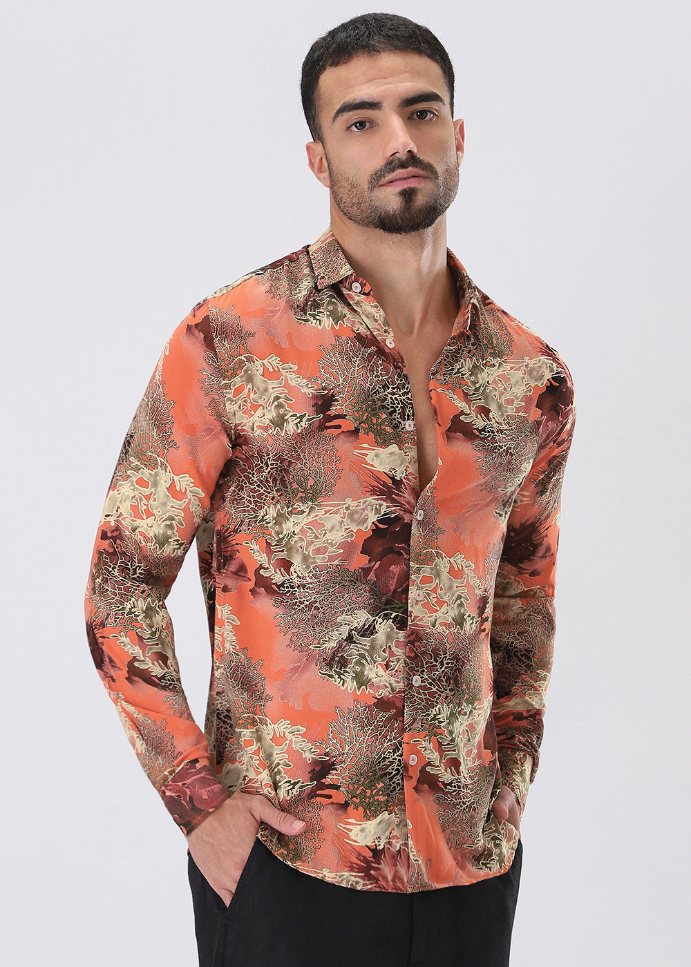 Coral Oasis Orange Feather shirt