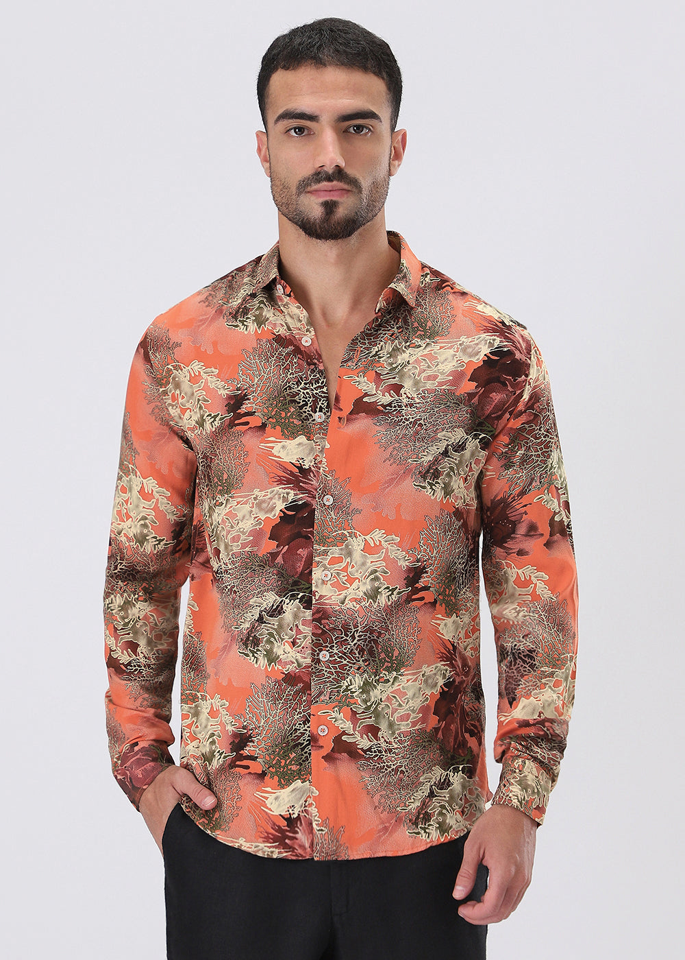 Coral Oasis Orange Feather shirt