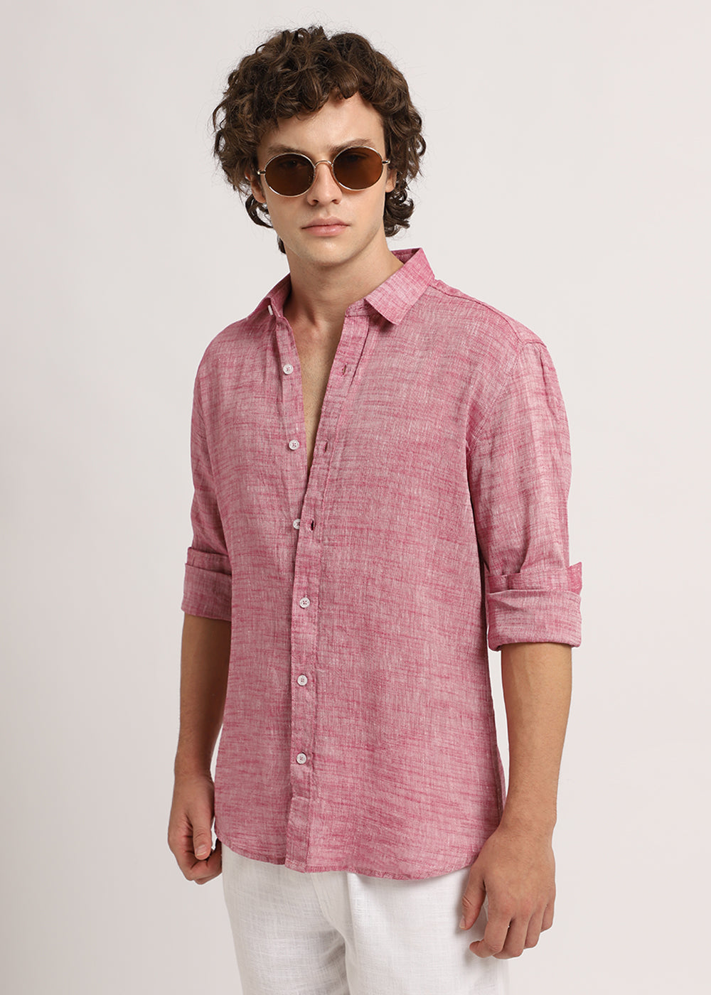 Coral Pink Linen Shirt