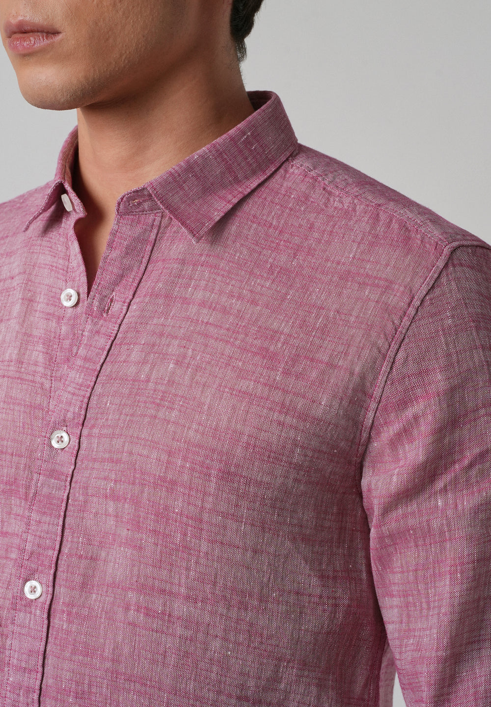 100% Pure Linen Coral Pink Shirt
