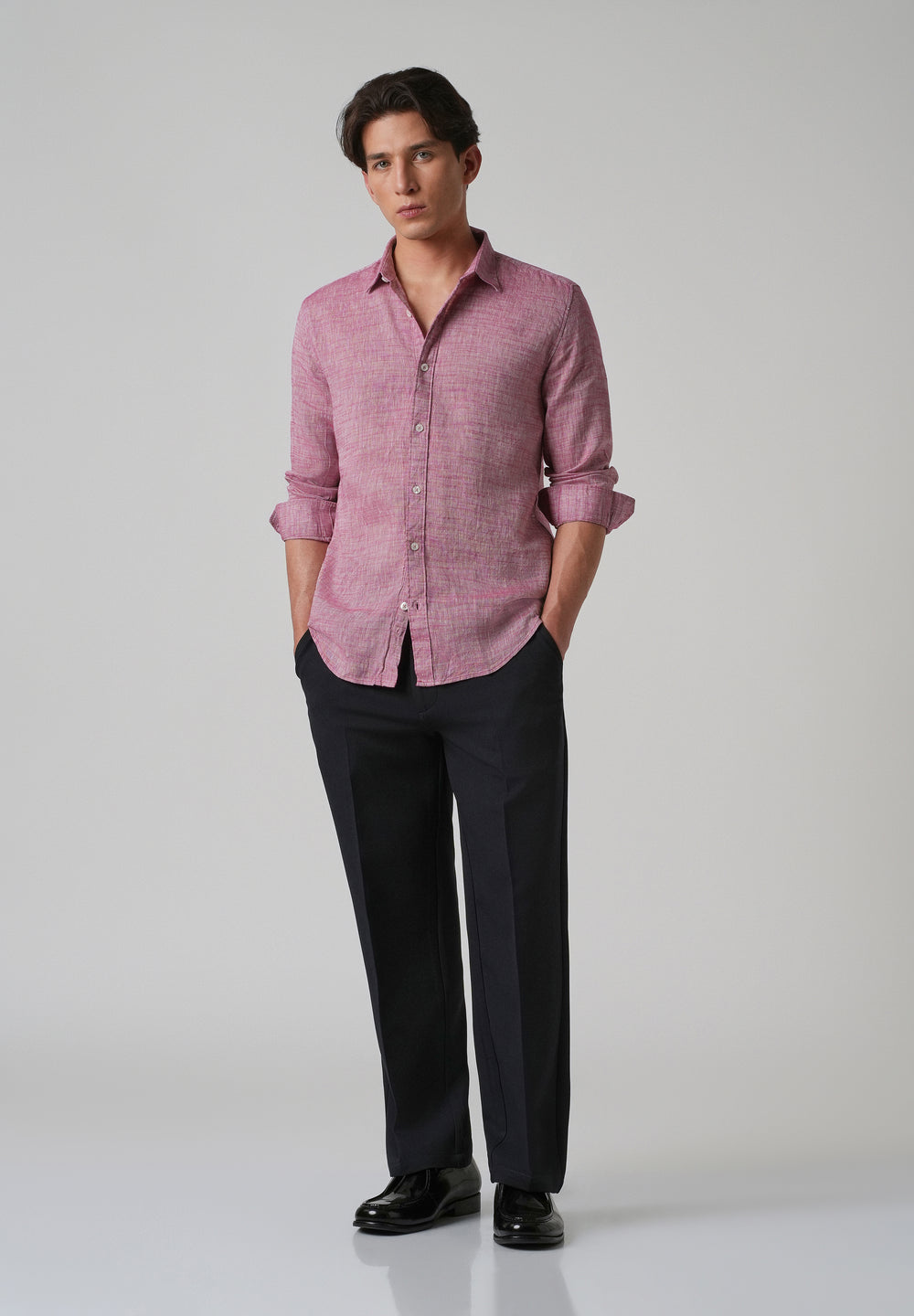 100% Pure Linen Coral Pink Shirt