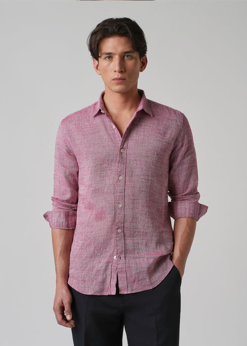 100% Pure Linen Coral Pink Shirt