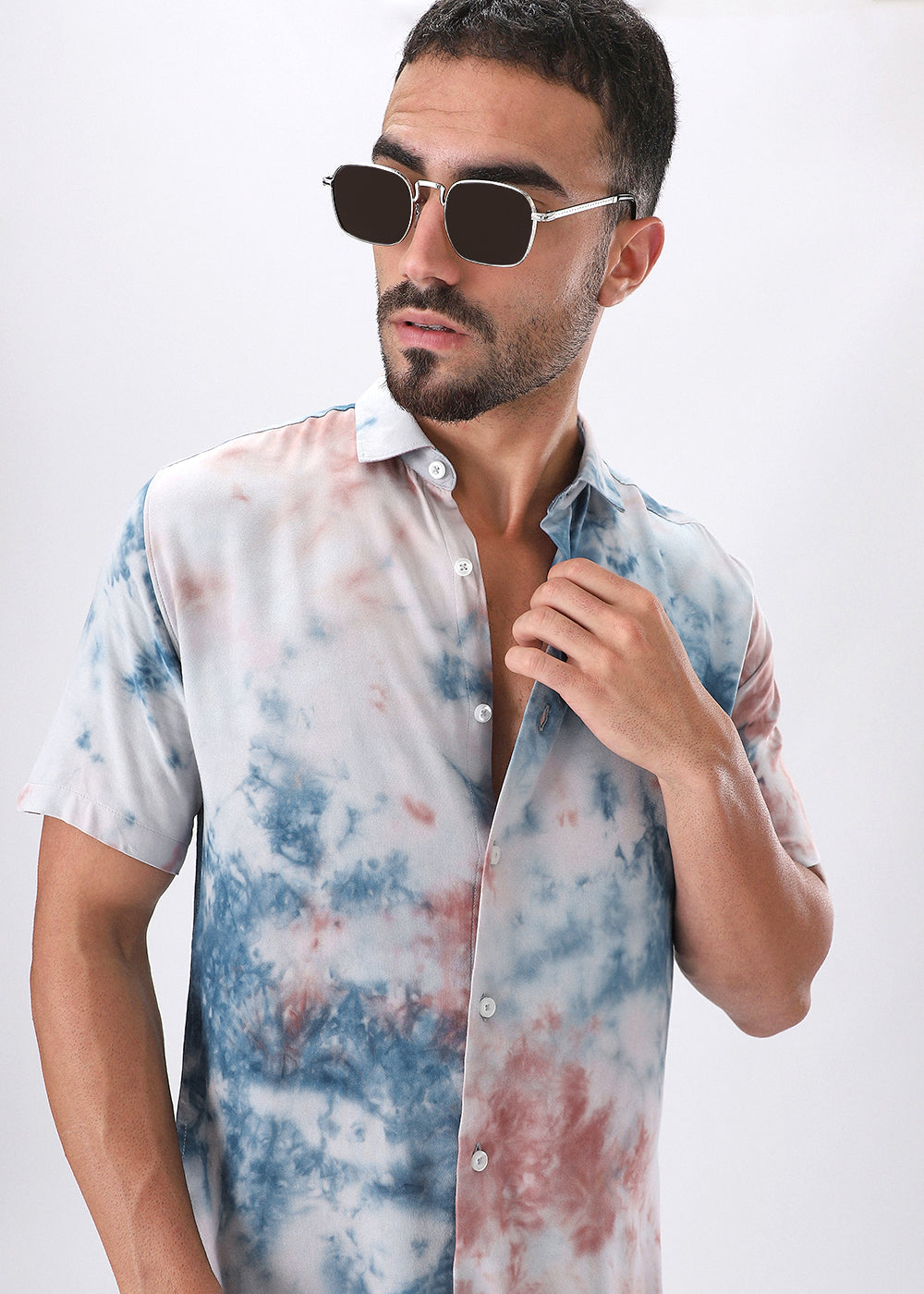 Coral Red Tie Dye Half Sleeve Shirt