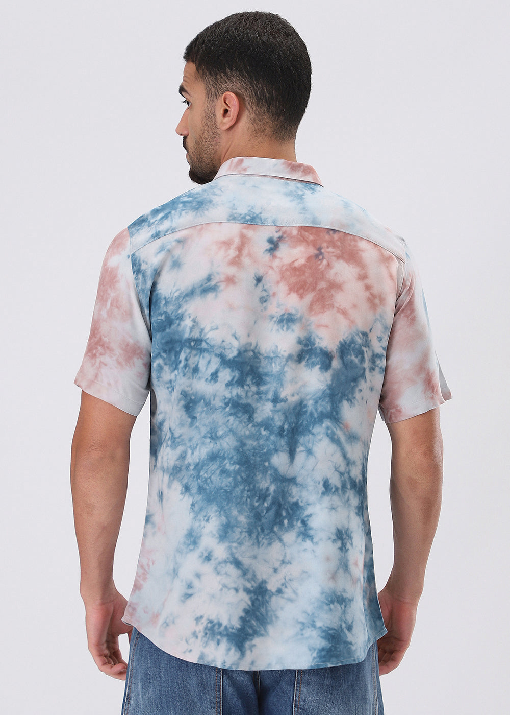 Coral Red Tie Dye Half Sleeve Shirt