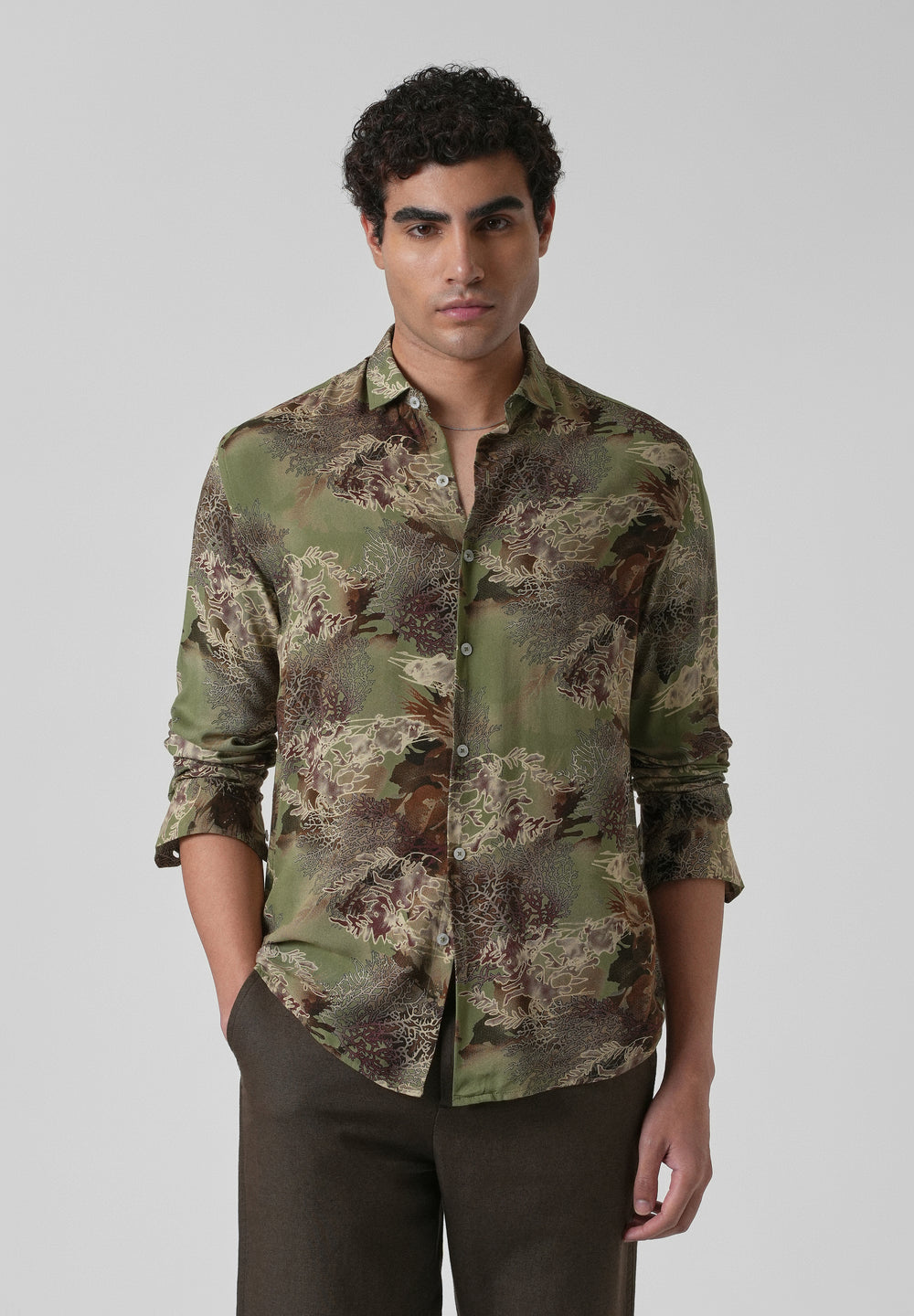 Coral Oasis Fern Feather shirt