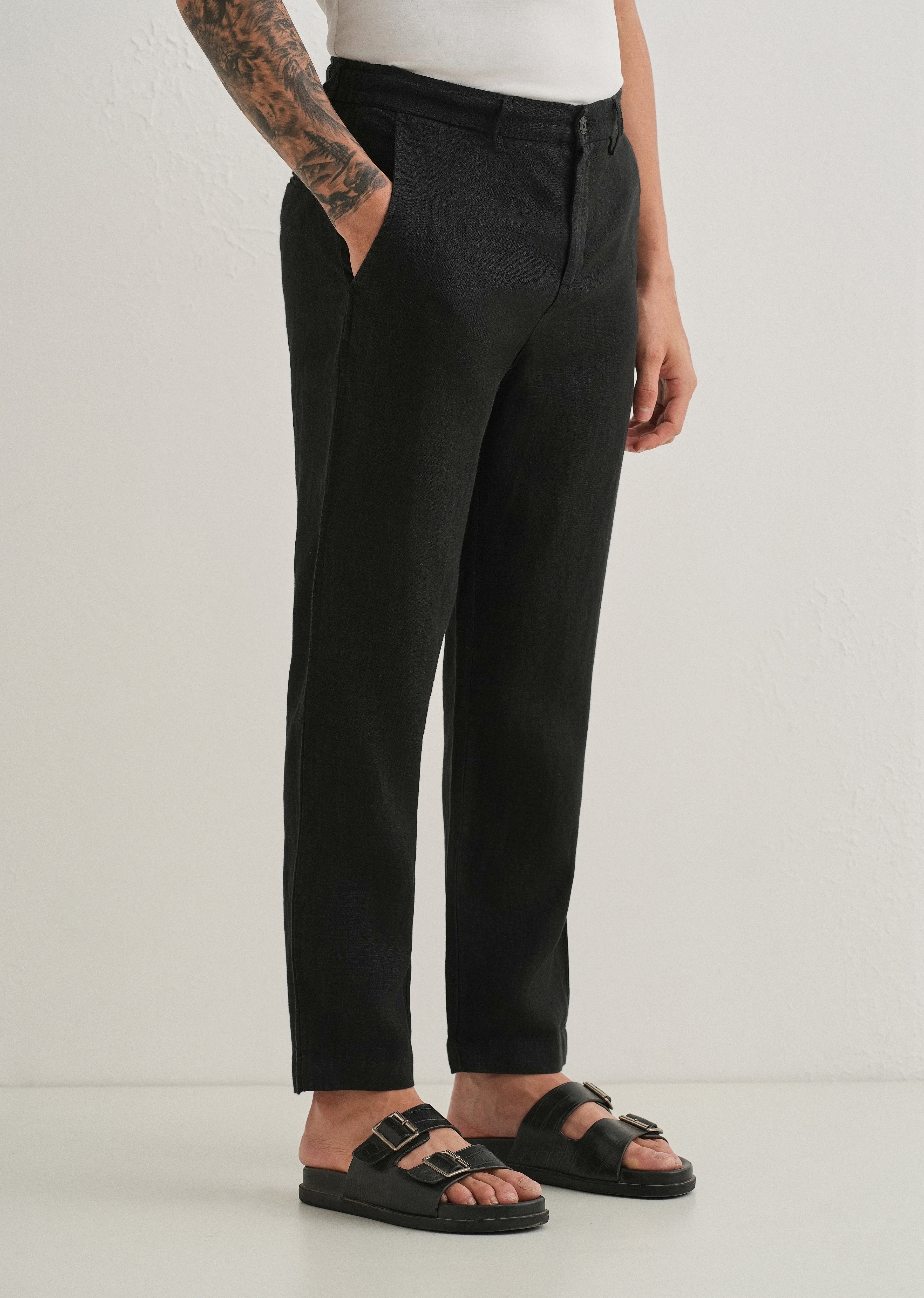 Cosmic Black Linen Pant