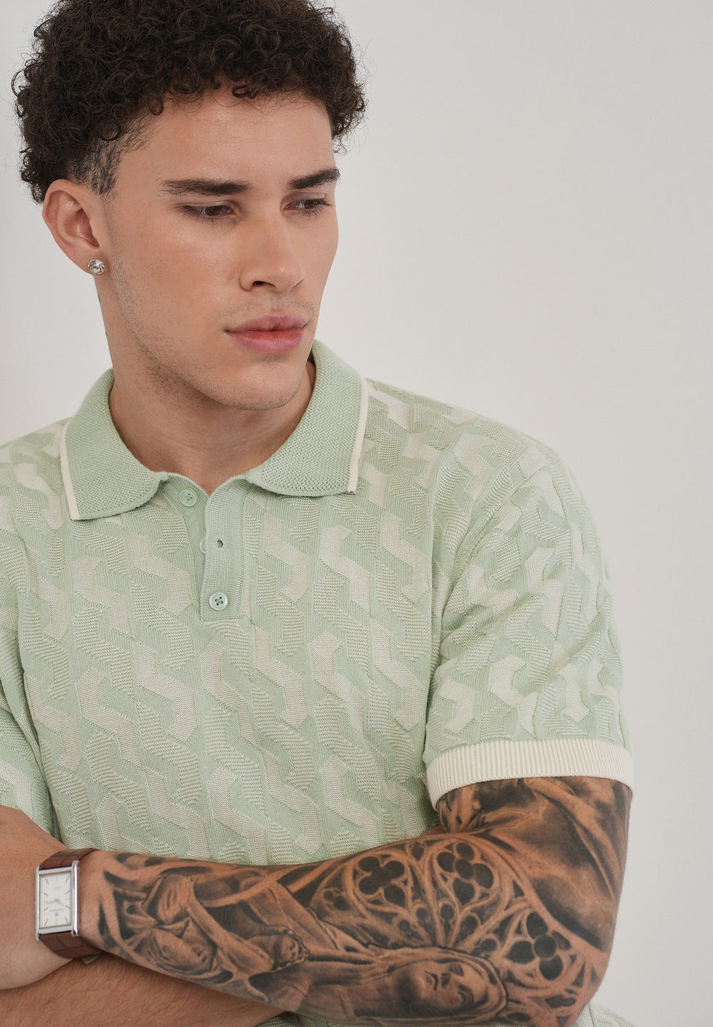 Cotton Light Teal Knitted Polo