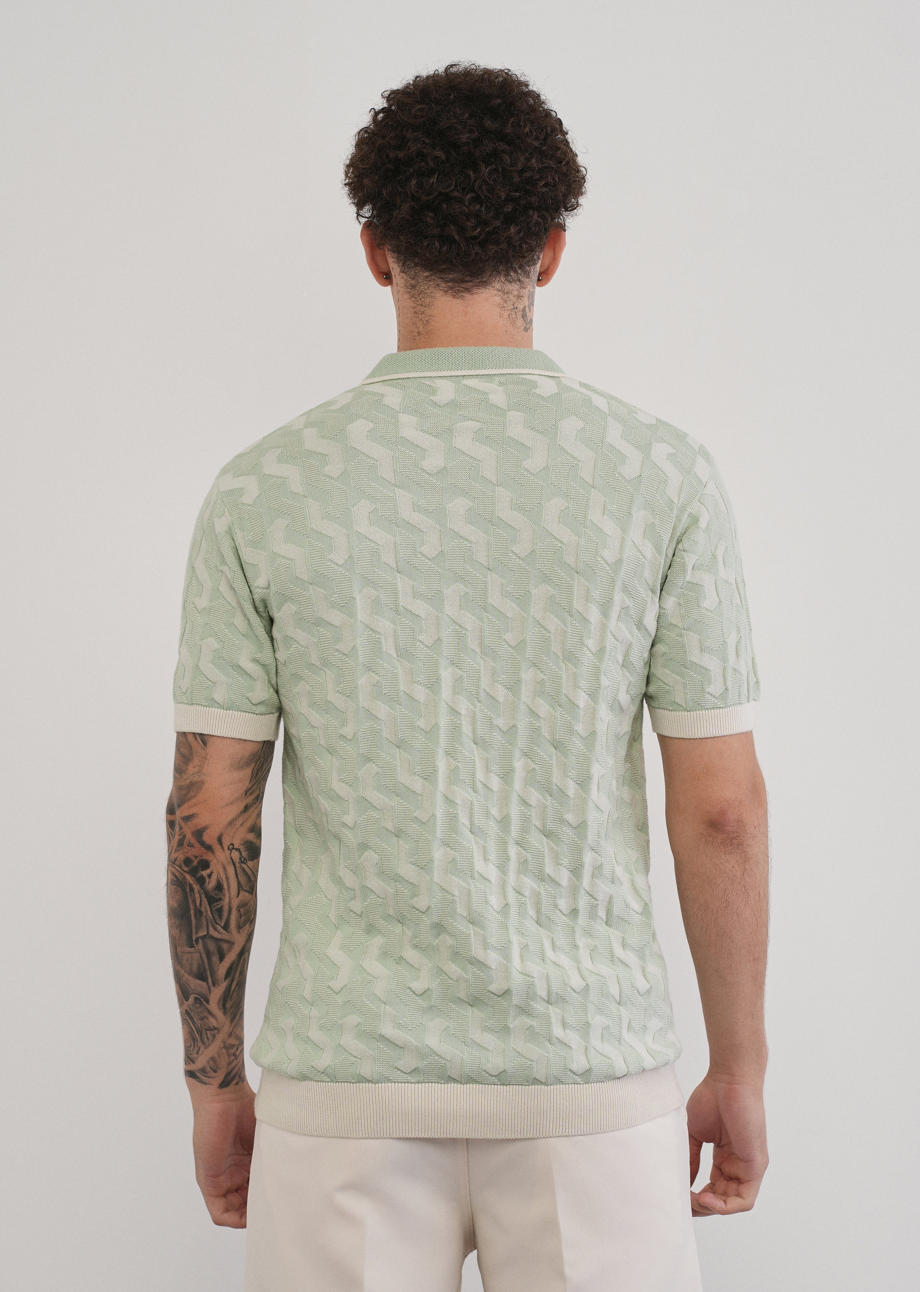 Cotton Light Teal Knitted Polo