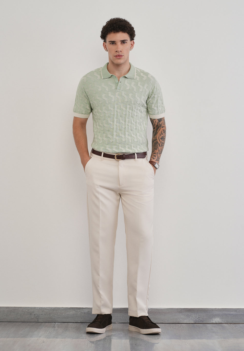 Cotton Light Teal Knitted Polo