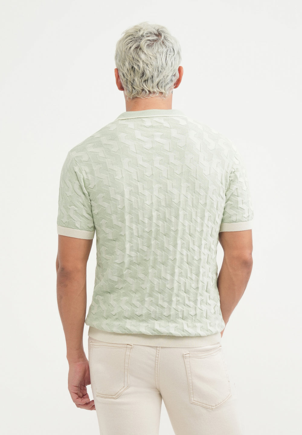 Cotton Light Teal Knitted Polo