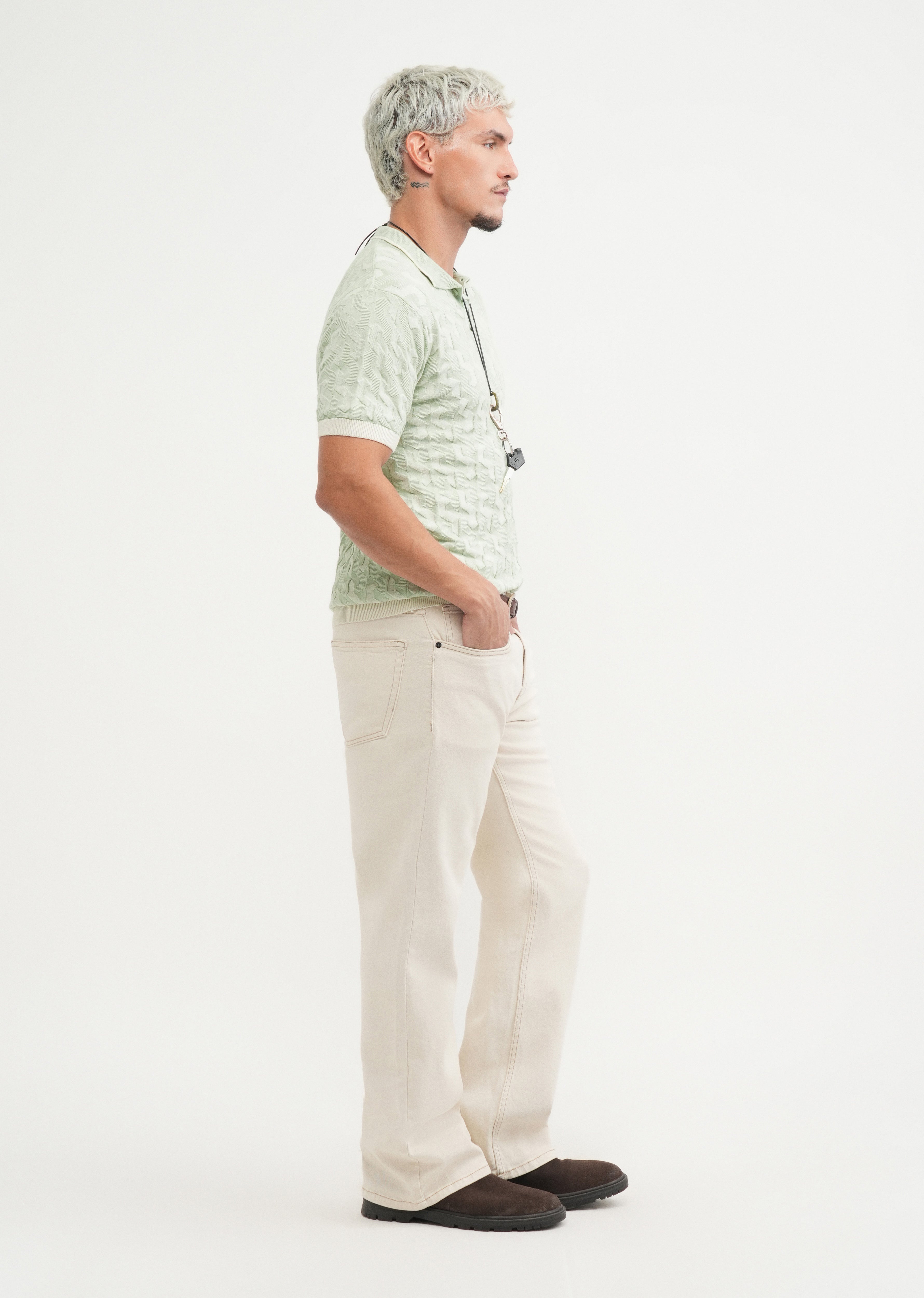 Cotton Light Teal Knitted Polo
