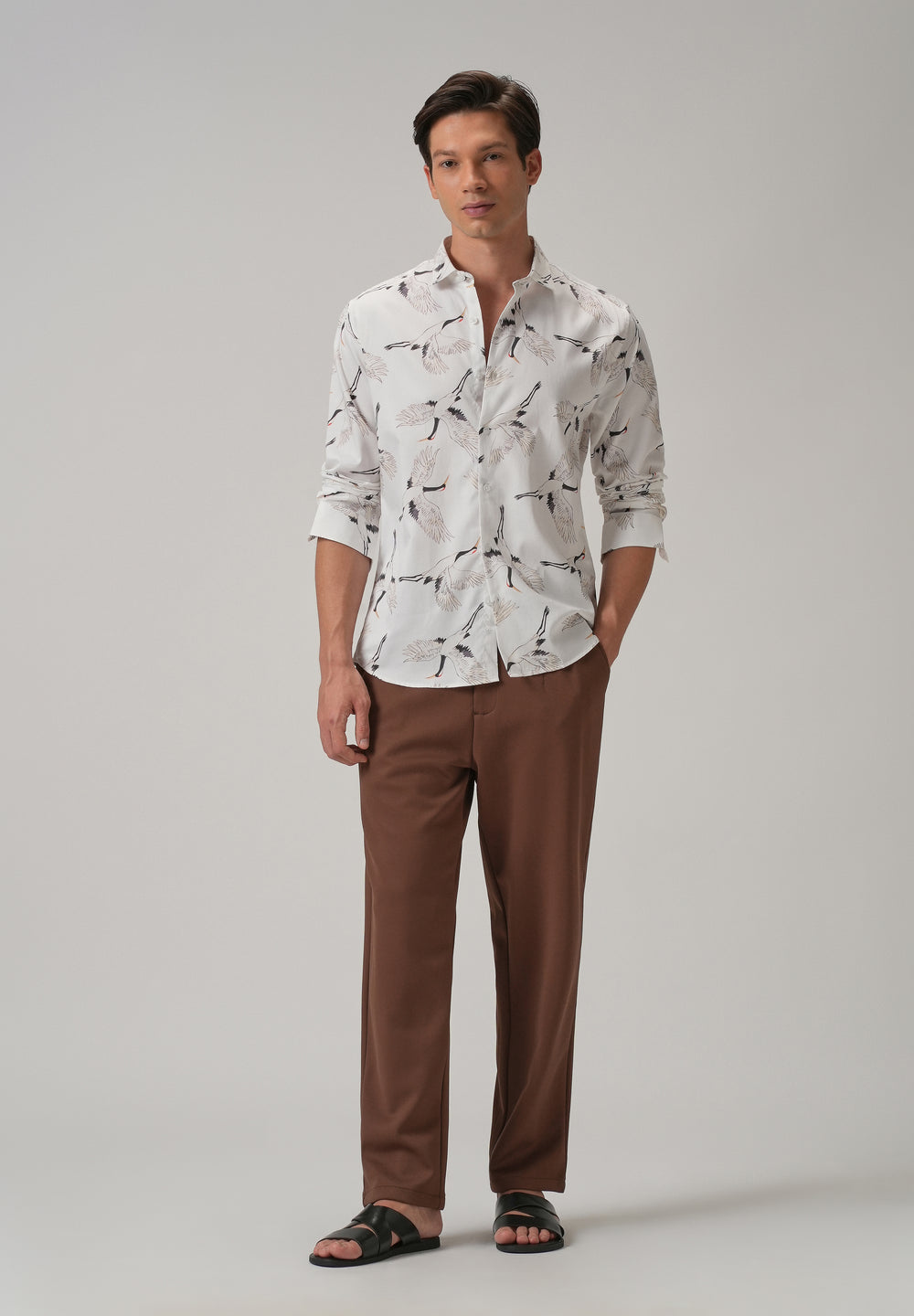Crane Bird Print Shirt