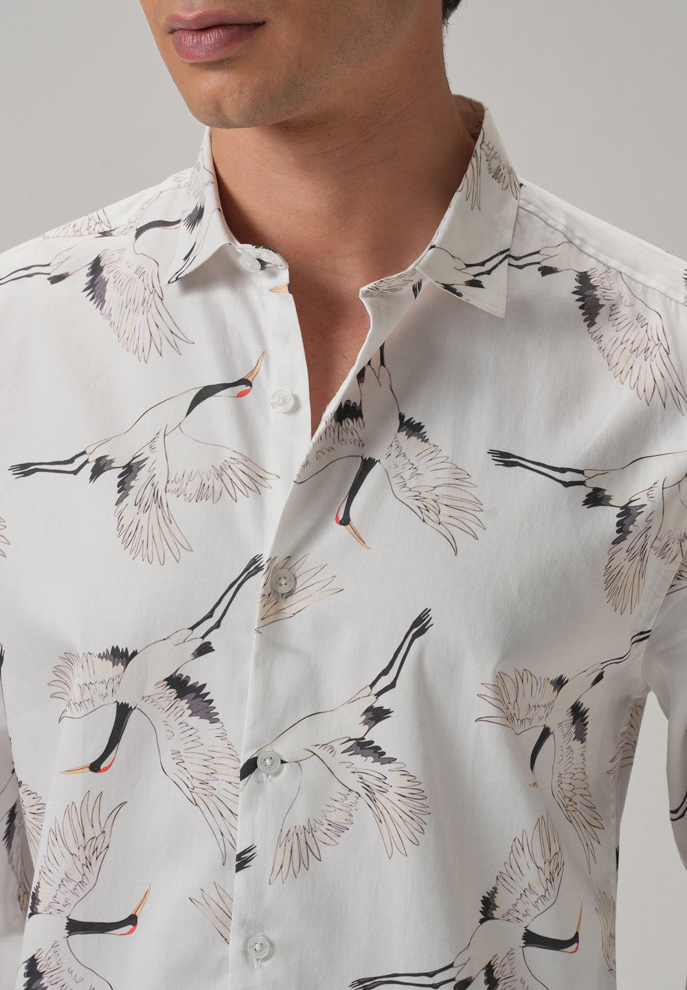 Crane Bird Print Shirt