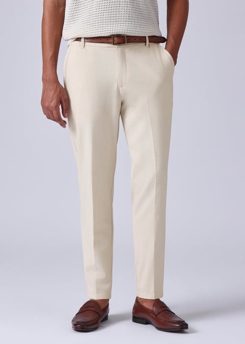 Cream 8 Way Stretch Trousers