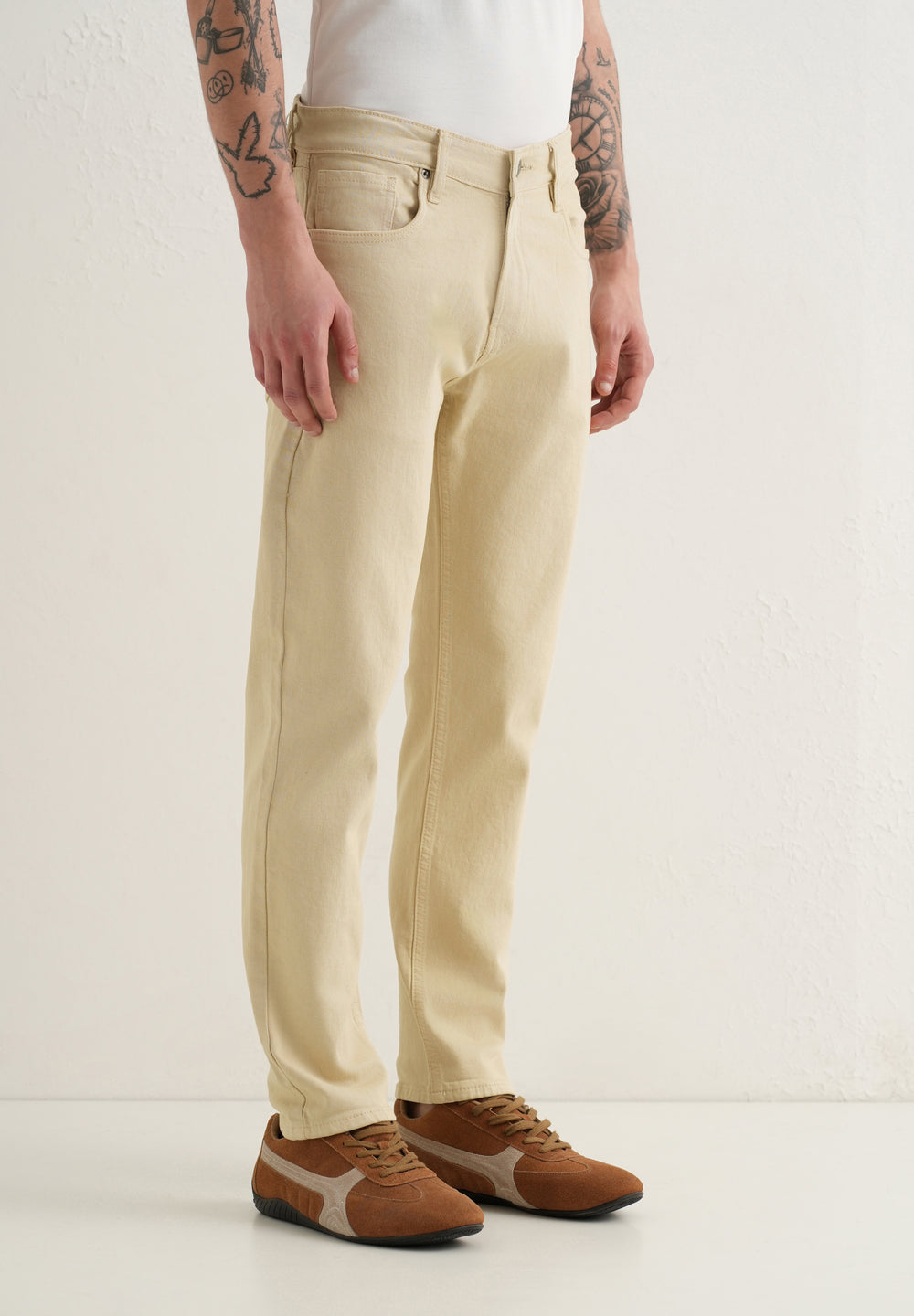 Cream Ankle Slim Fit Denim