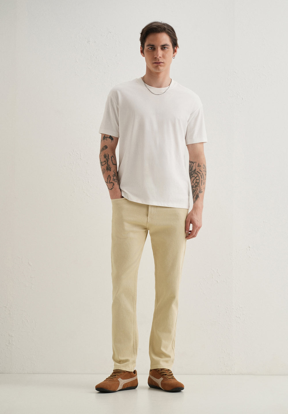 Cream Ankle Slim Fit Denim