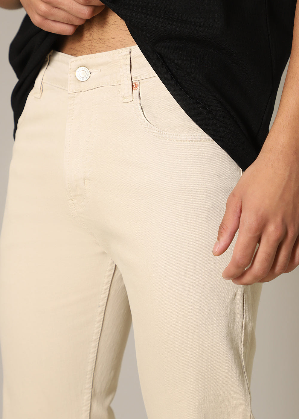 Cream Ankle Slim Fit Jeans