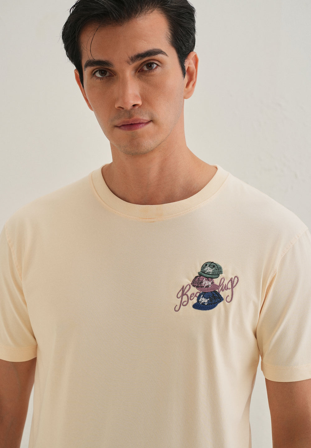 Cream Back Print Regular Fit T-Shirt