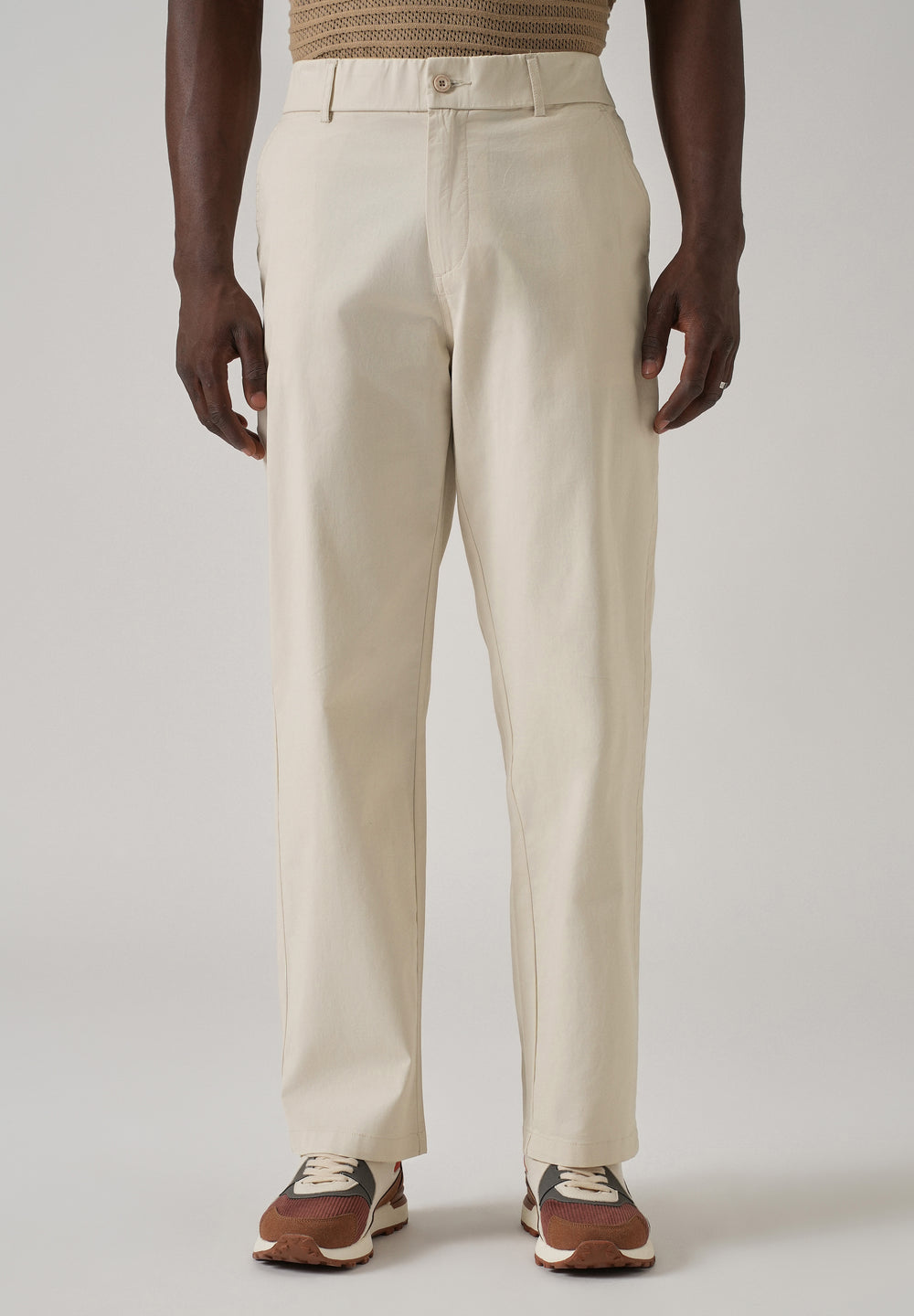 Baggy Fit Cream Chinos