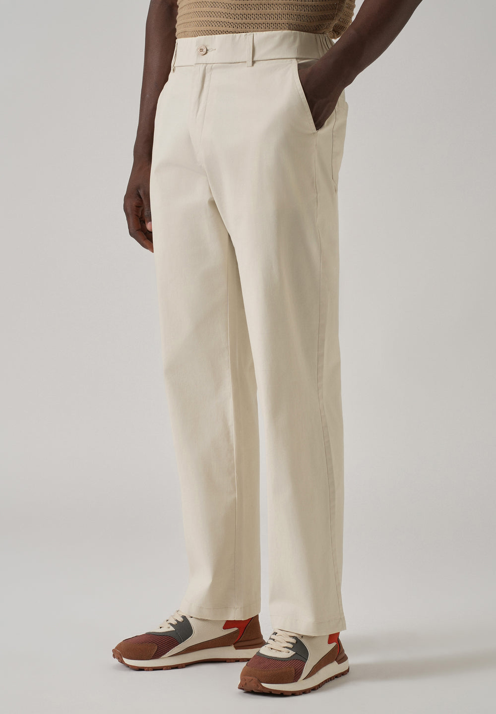 Baggy Fit Cream Chinos