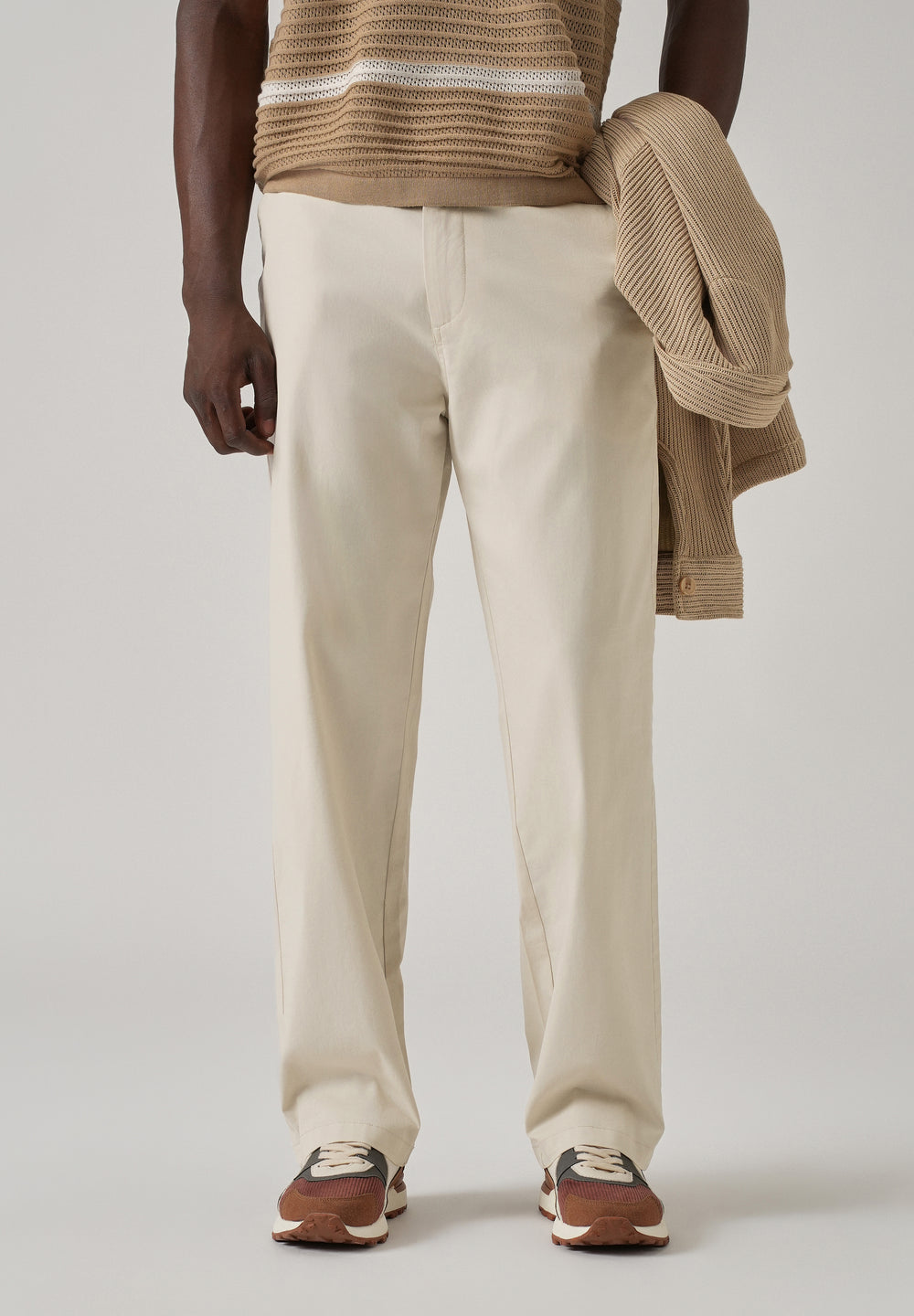 Baggy Fit Cream Chinos