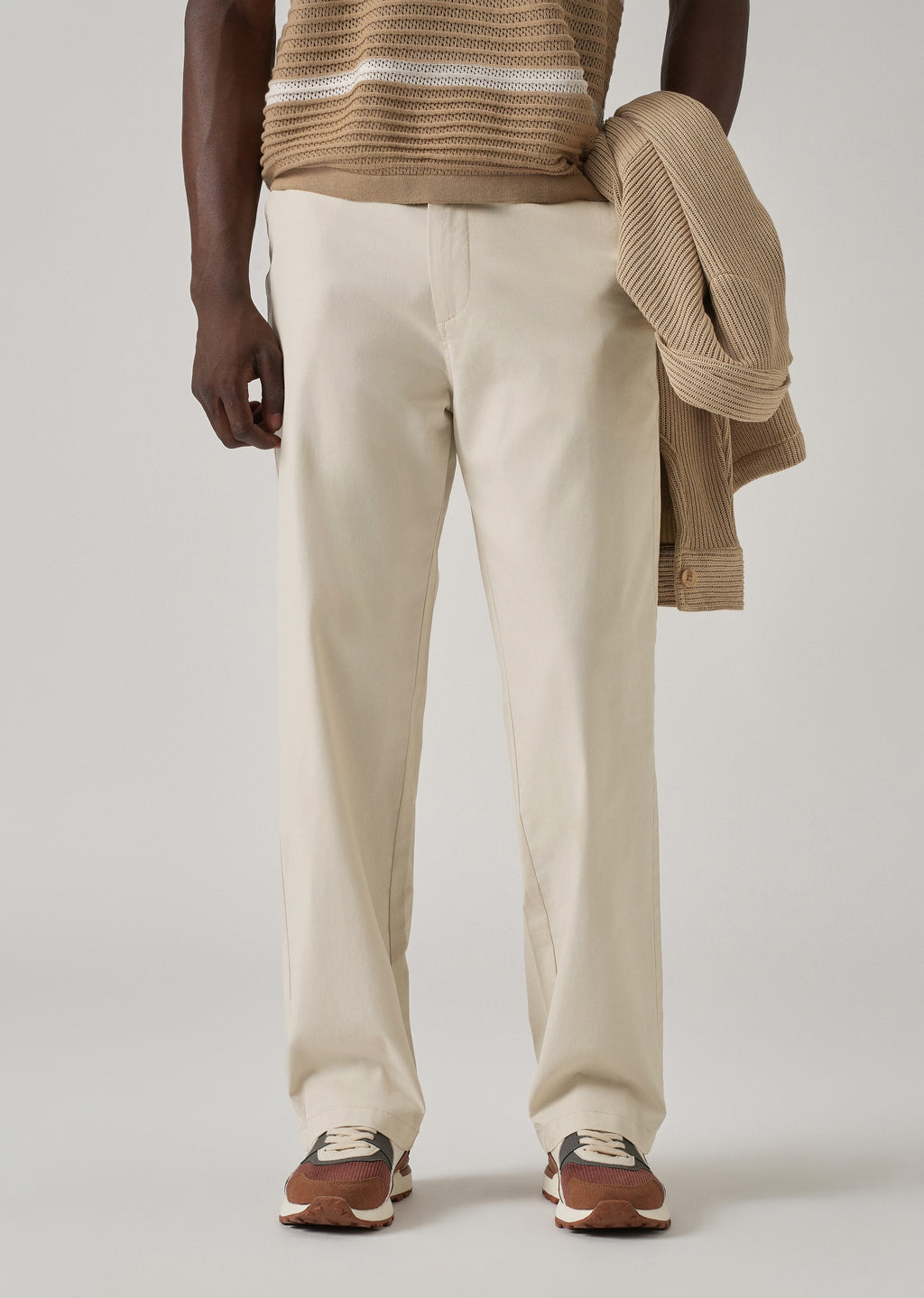 Baggy Fit Cream Chinos