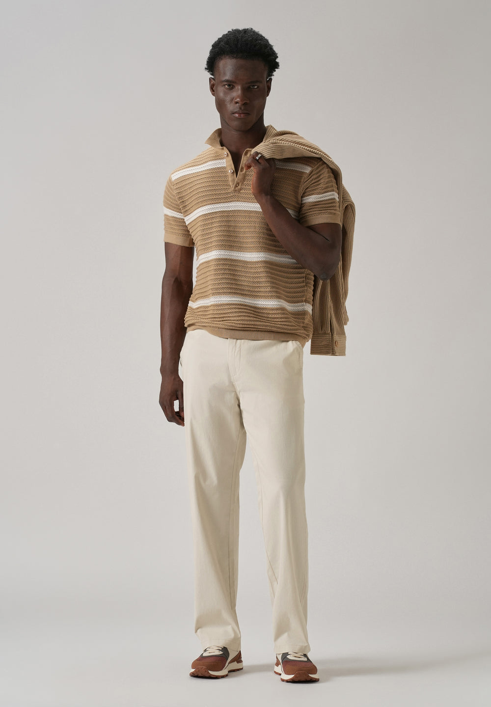 Baggy Fit Cream Chinos