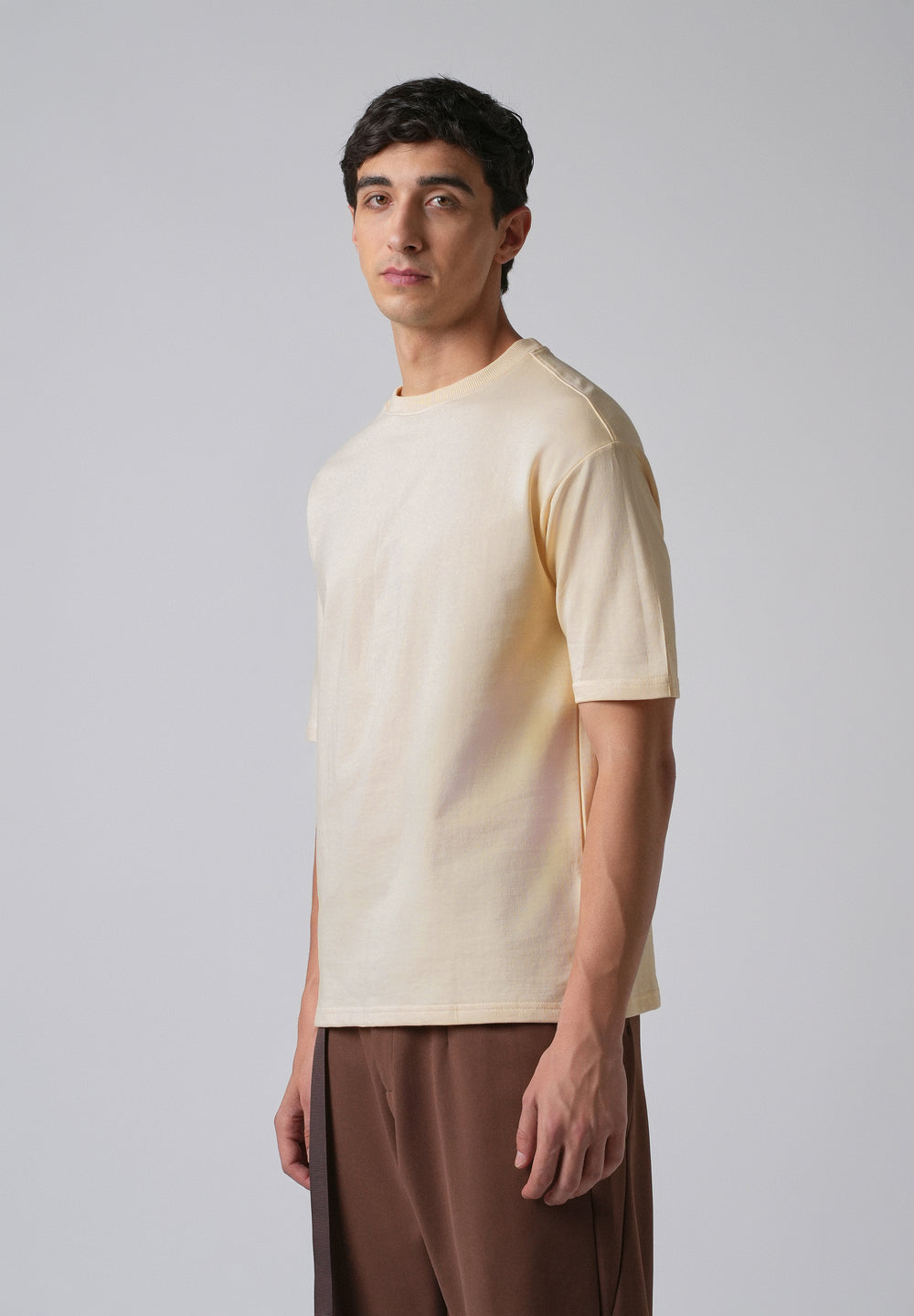 Cream Basic Relaxed Fit T-shirt