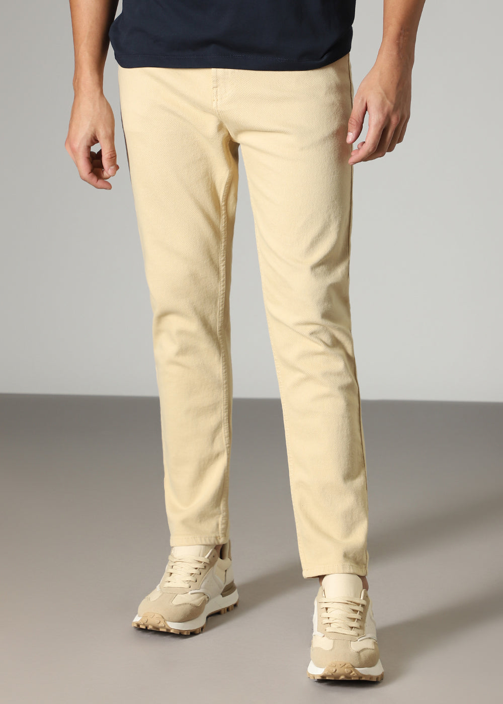 Cream Beige Carrot Fit Denim