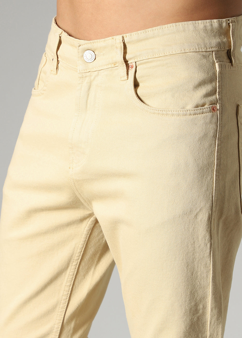 Cream Beige Carrot Fit Denim