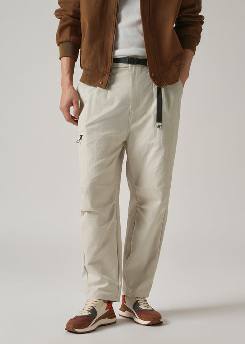 Cream Twill Belt Relaxed Fit Pant