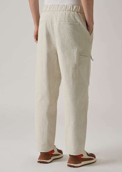 Cream Twill Belt Relaxed Fit Pant