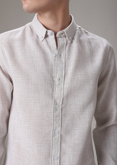 Light Beige Blended Linen Shirt