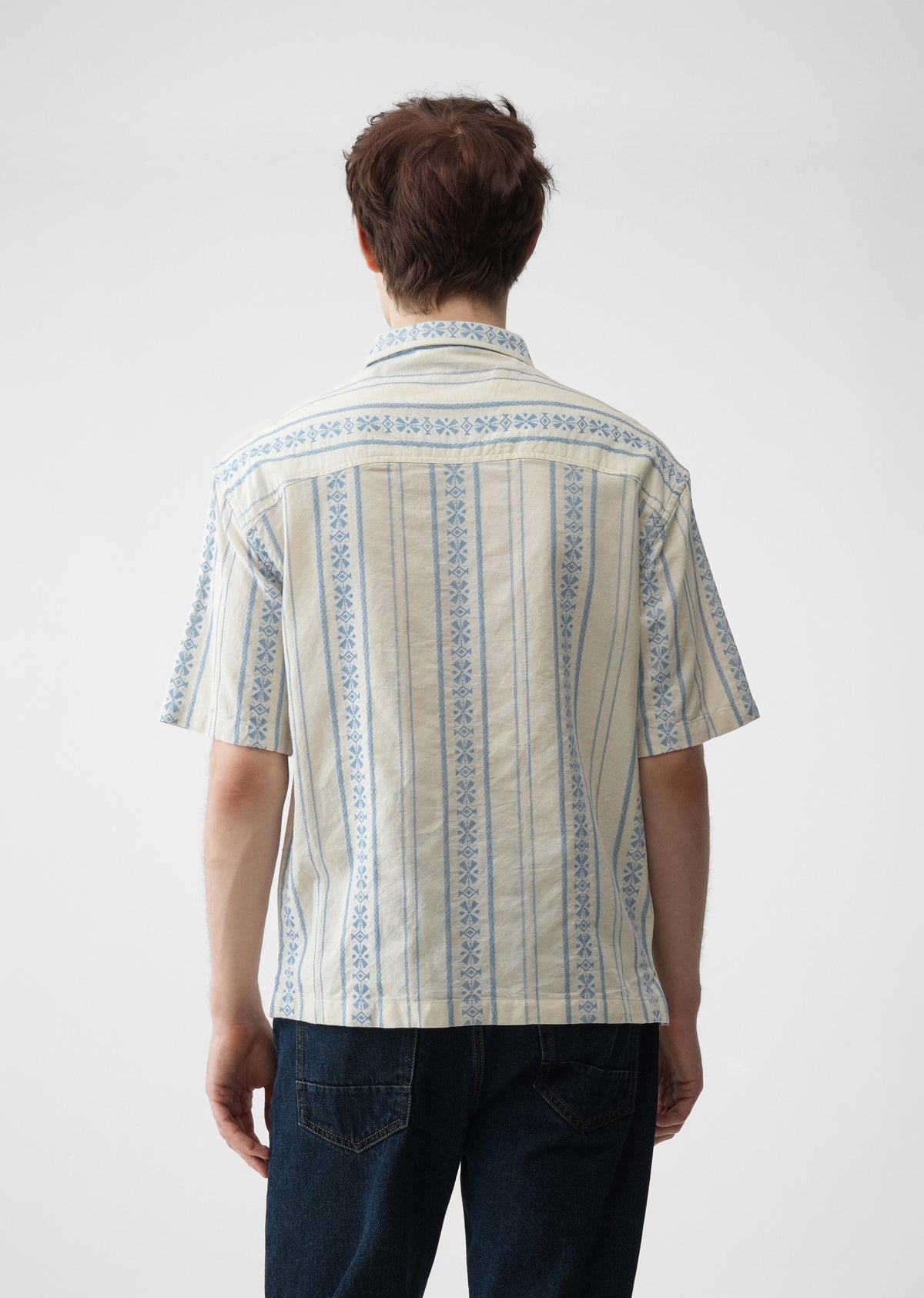Blue Jacquard Stripe Cotton Shirt