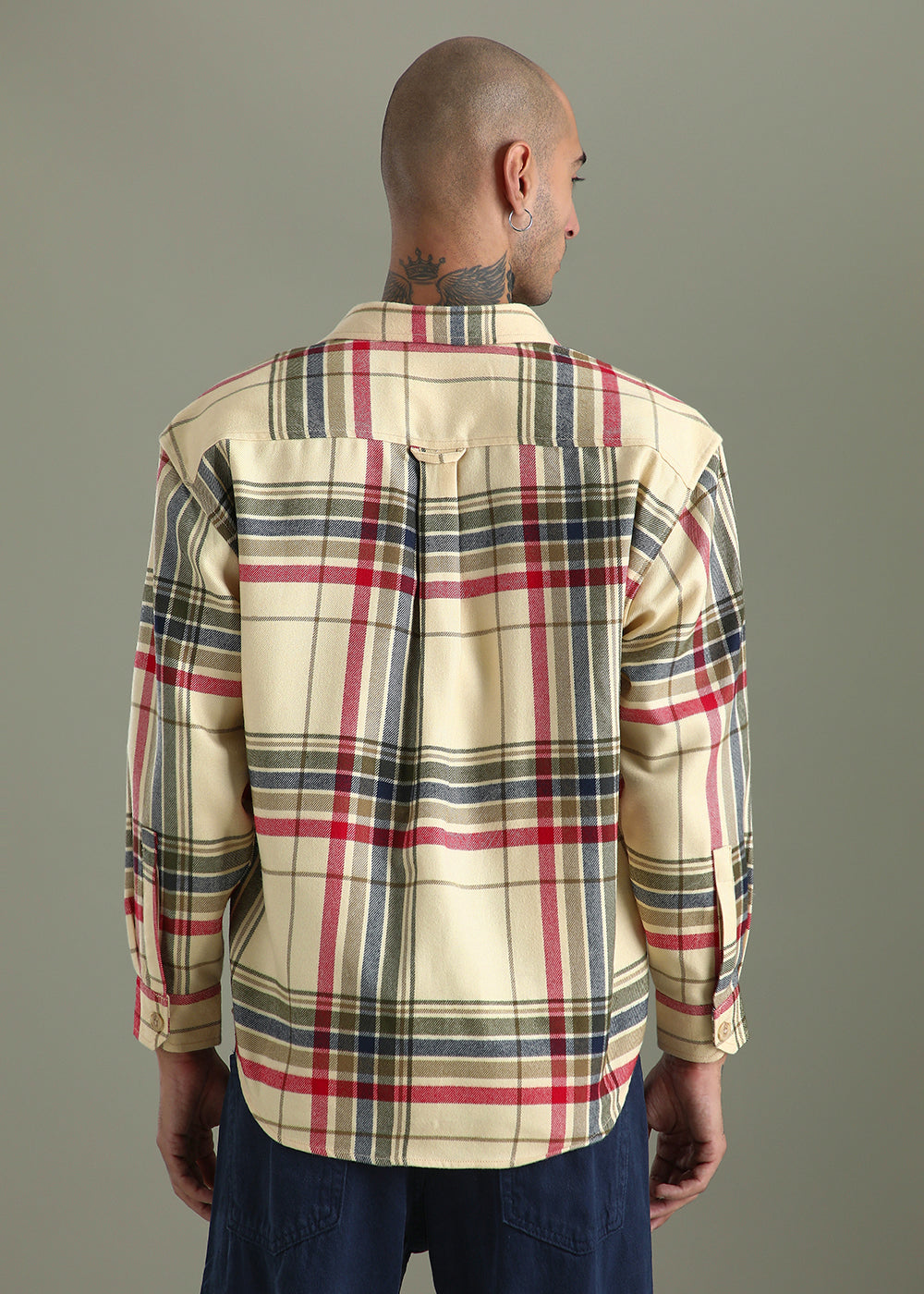 Cream Checked Relaxed Fit Shacket