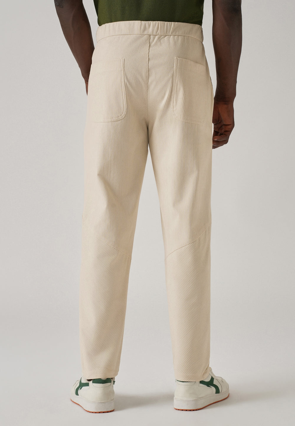 Cream Corduroy Belted Pant
