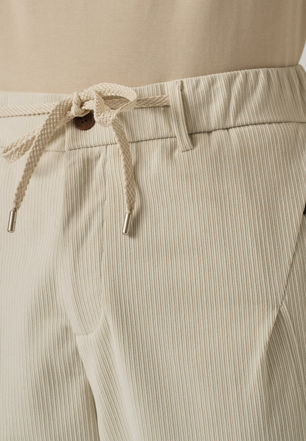 Cream Corduroy Drawstring Pant