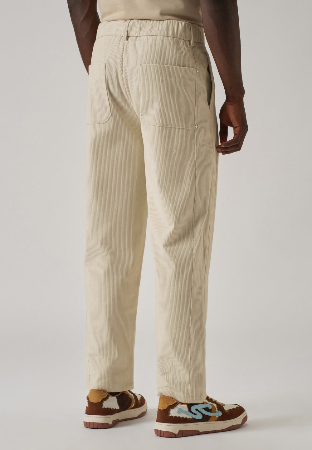 Cream Corduroy Drawstring Pant