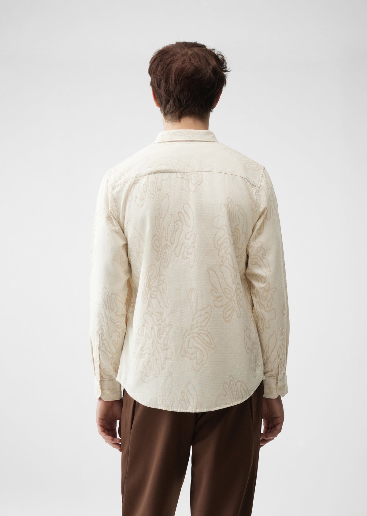Cream Cotton Blend Jacquard Shirt