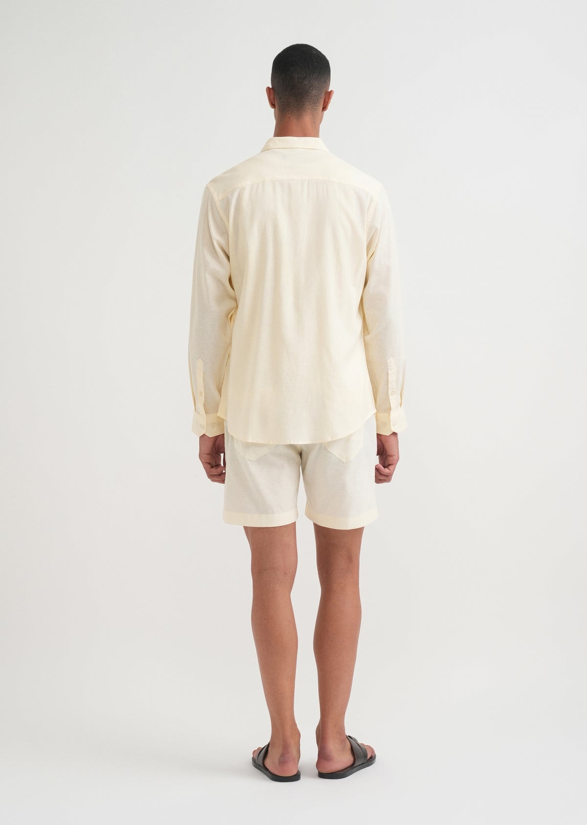 Cream Cotton Blend Regular Fit Shirt