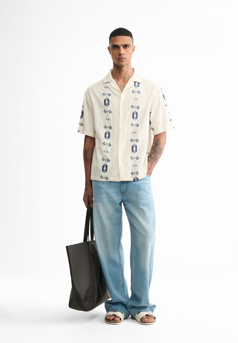 Cream Cotton Jacquard Shirt