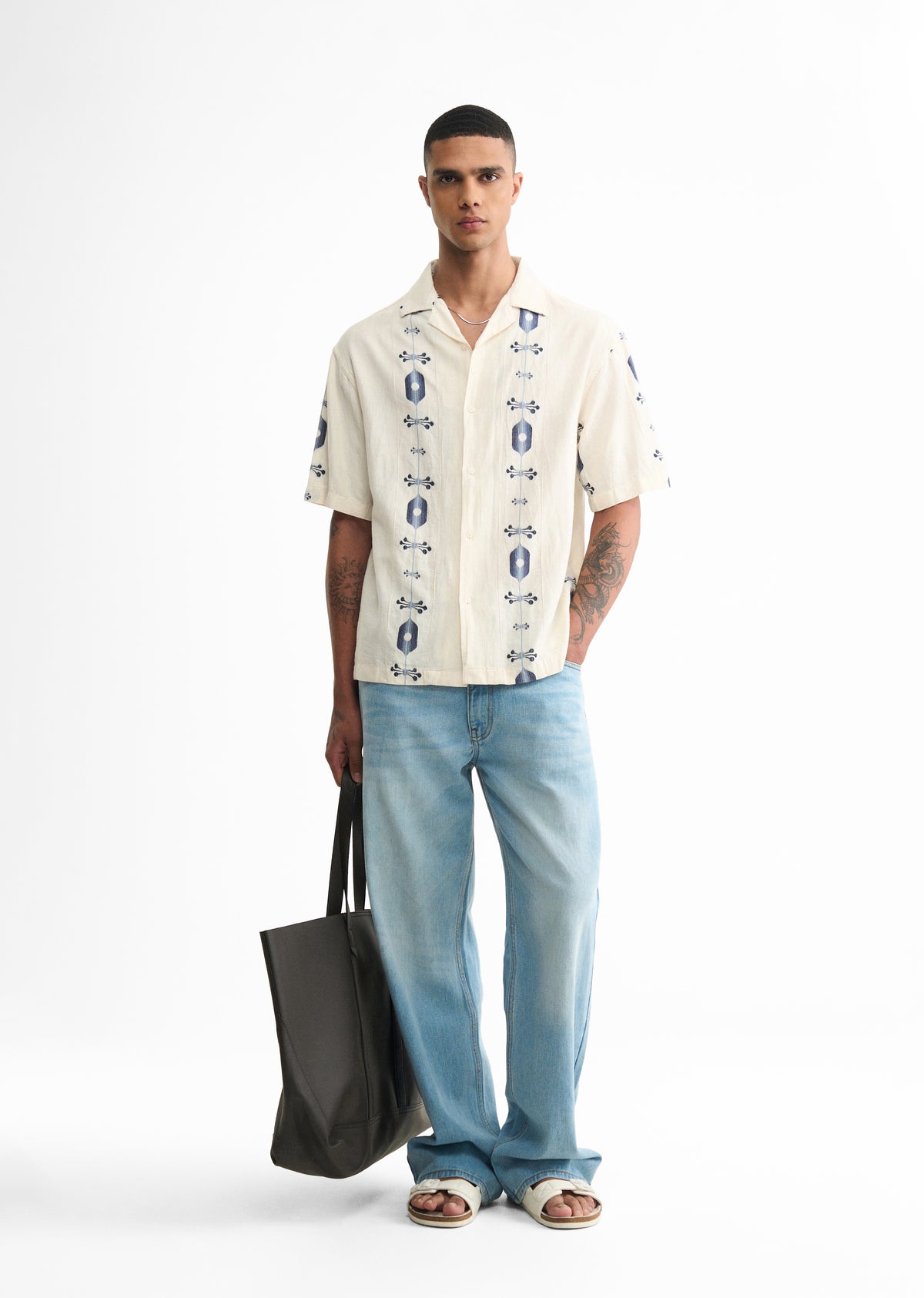 Cream Cotton Jacquard Shirt
