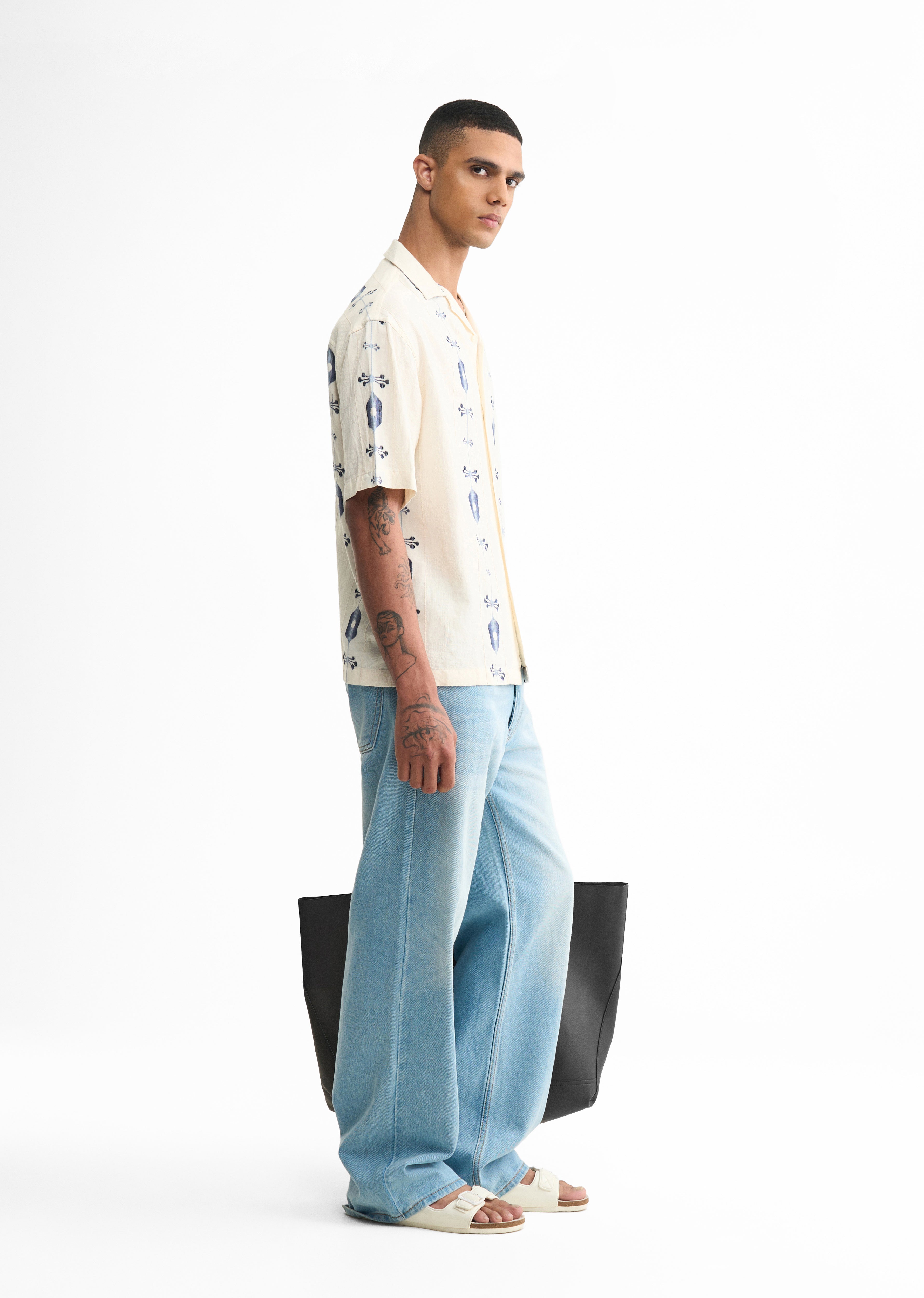 Cream Cotton Jacquard Shirt