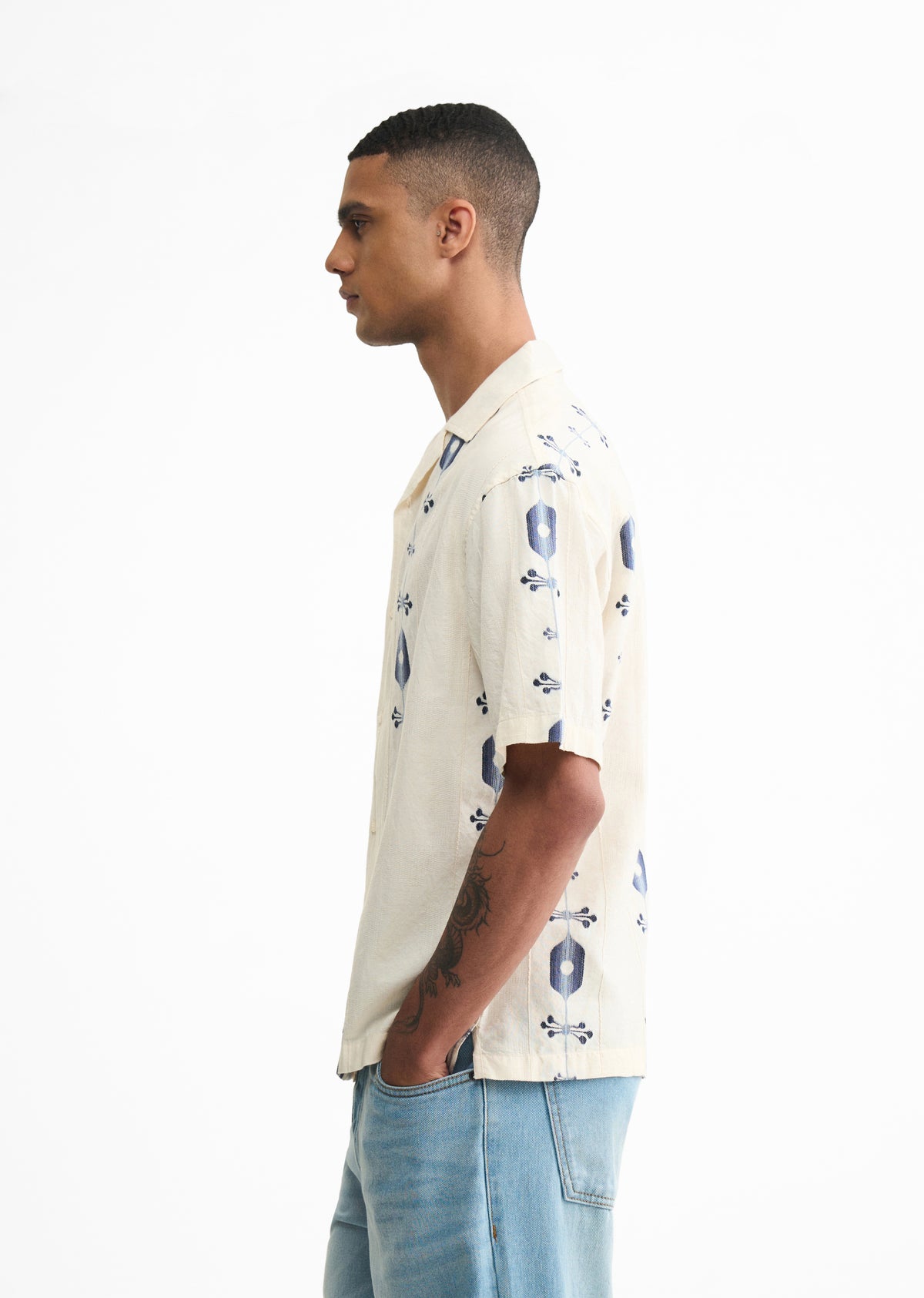 Cream Cotton Jacquard Shirt