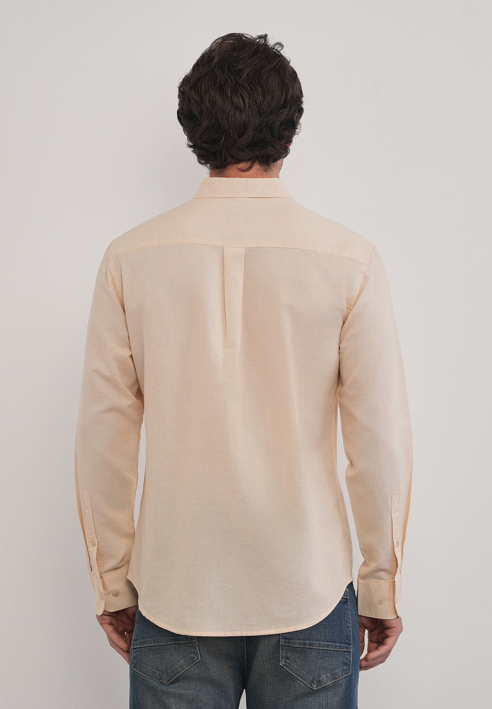 Cream Cotton Linen Plain Shirt